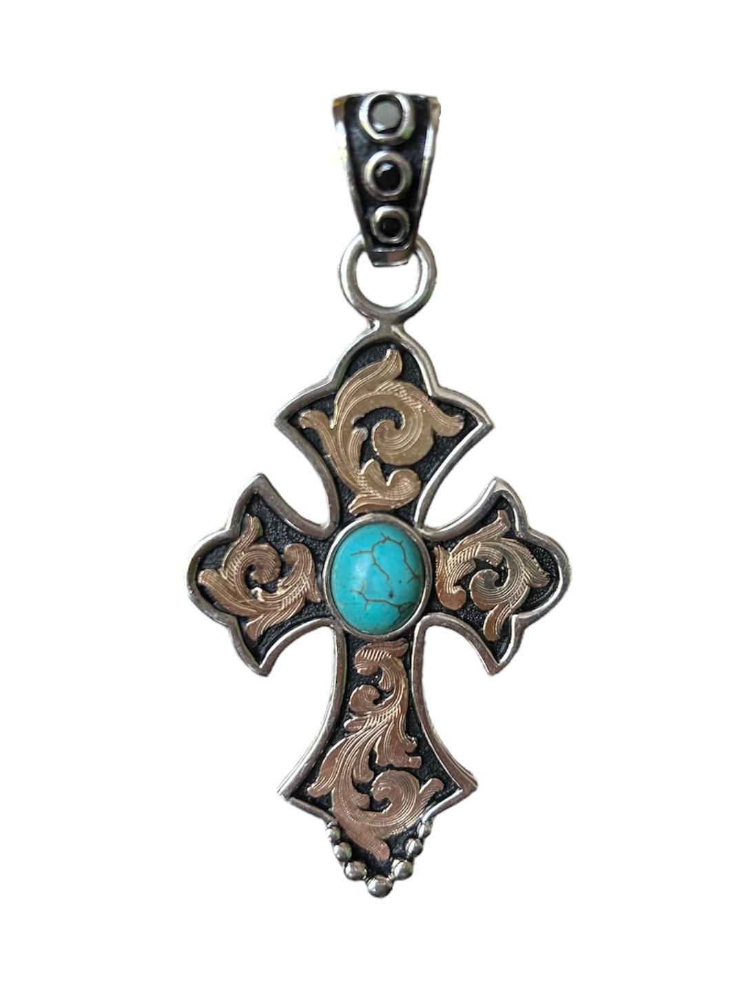 Large Desperado Cross Pendant w/ Large Stone