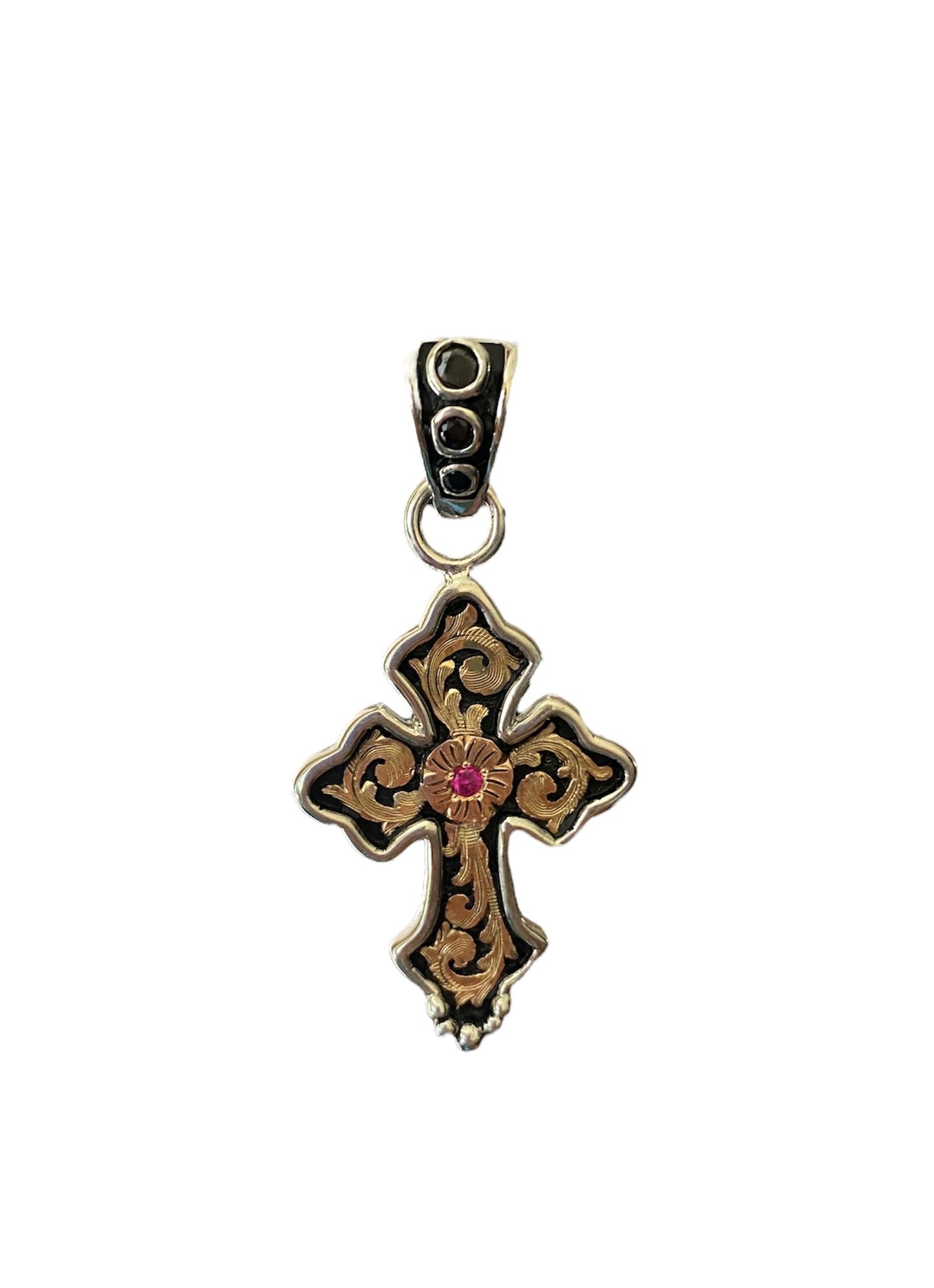 Small Desperado Cross Pendant w/ Small Stone
